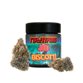 Jar of Jüüg Biscotti with buds on a white background