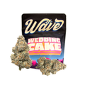 Buds in front of a 'Wave Wedding Cake' packaging on a white background
